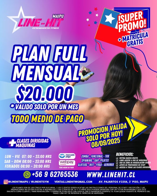 *SUPER PROMO PLAN FULL MENSUAL $20.000 + MATRICULA GRATIS ( Sede Maipú)