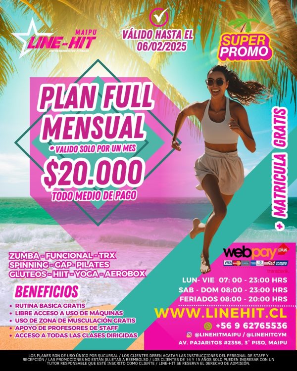 *SUPER PROMO PLAN FULL MENSUAL $20.000 + MATRICULA GRATIS ( Sede Maipú)