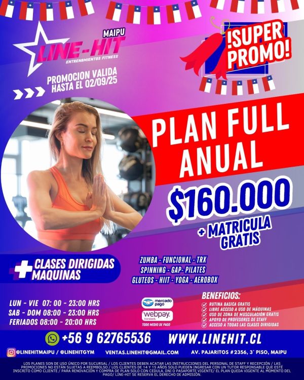 PROMO PLAN FULL ANUAL $160.000 + MATRICULA GRATIS (Sede Maipú)