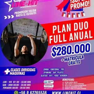 Socios Nuevos/ PROMO PLAN DUO FULL ANUAL $280.000 + MATRICULA GRATIS (Sede Maipú)