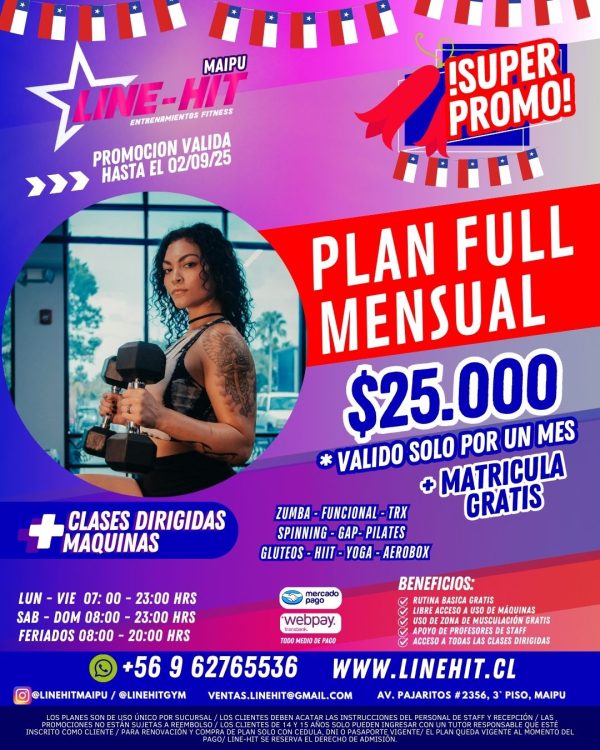 *SUPER PROMO PLAN FULL MENSUAL $25.000 + MATRICULA GRATIS ( Sede Maipú)