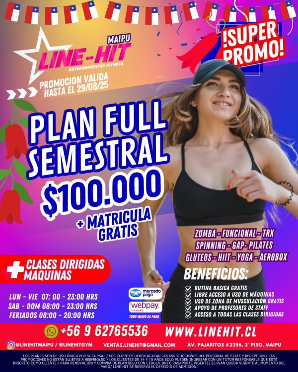 PROMO PLAN FULL SEMESTRAL $100.000 + MATRICULA GRATIS (Sede Maipú)