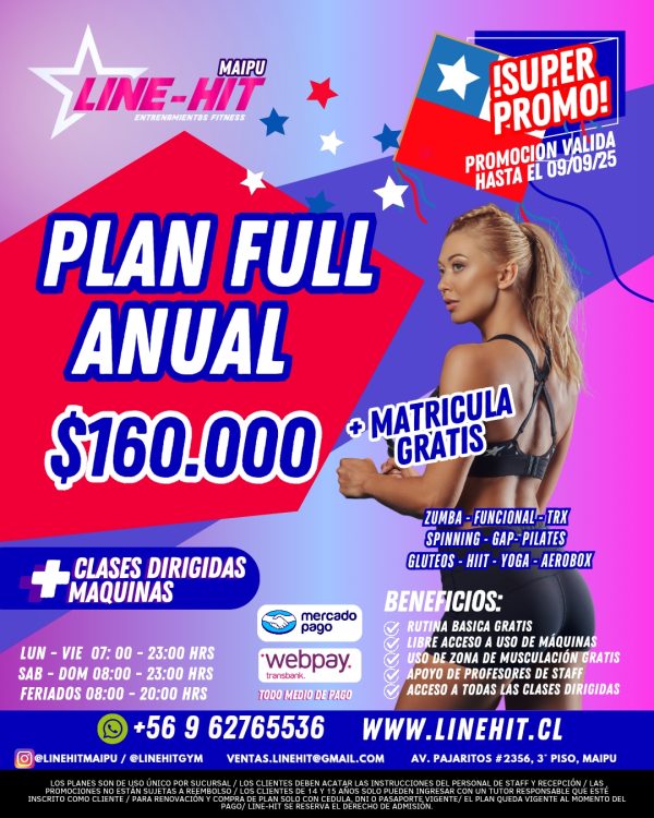 PROMO PLAN FULL ANUAL $160.000 + MATRICULA GRATIS (Sede Maipú)