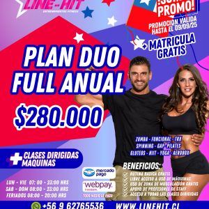 Socios Nuevos/ PROMO PLAN DUO FULL ANUAL $280.000 + MATRICULA GRATIS (Sede Maipú)